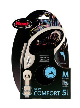 Flexi Smycz automatyczna New Comfort M taśma 5m czarna